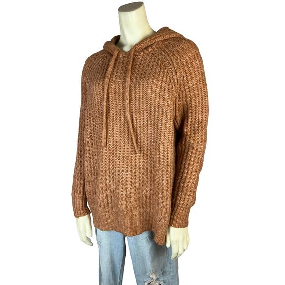 Aerie Size XS orange hooded sweater knit oversized Wool Blend Fuzzy Cozy Comfy - Picture 10 of 10